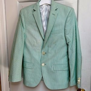 Green and white pin stripe Ralph Lauren jacket new worn only 1 time fits 12-14